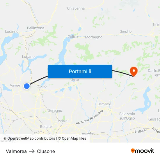 Valmorea to Clusone map