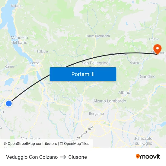 Veduggio Con Colzano to Clusone map