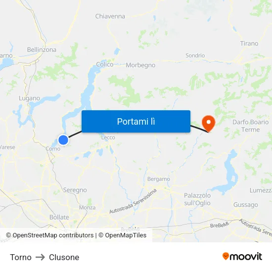 Torno to Clusone map