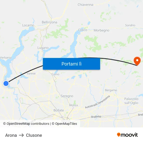 Arona to Clusone map