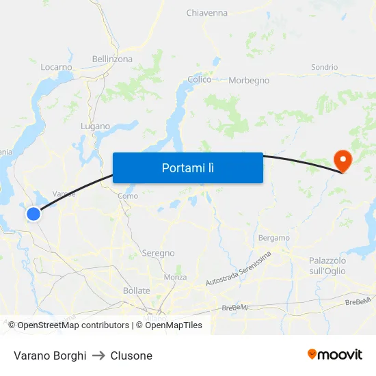 Varano Borghi to Clusone map