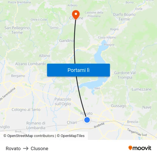 Rovato to Clusone map