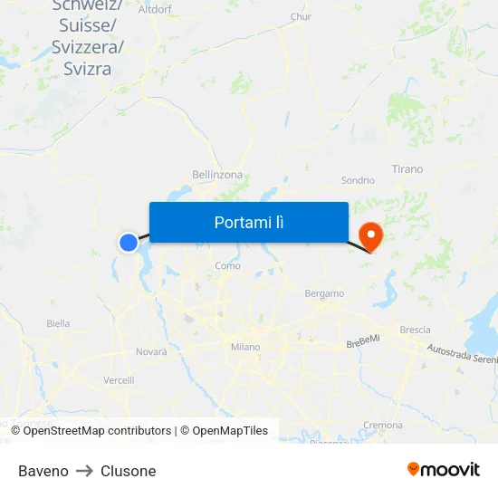 Baveno to Clusone map