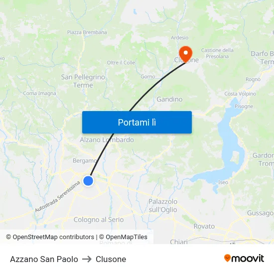 Azzano San Paolo to Clusone map