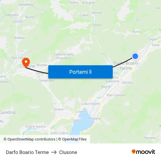 Darfo Boario Terme to Clusone map