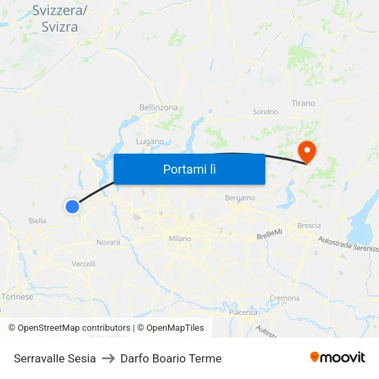 Serravalle Sesia to Darfo Boario Terme map