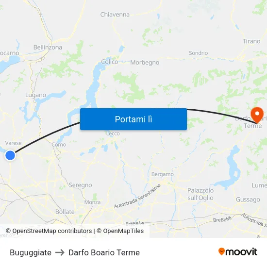 Buguggiate to Darfo Boario Terme map