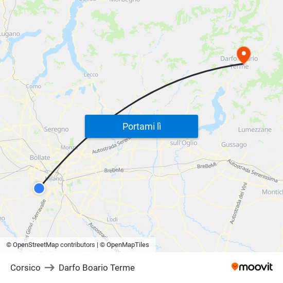 Corsico to Darfo Boario Terme map