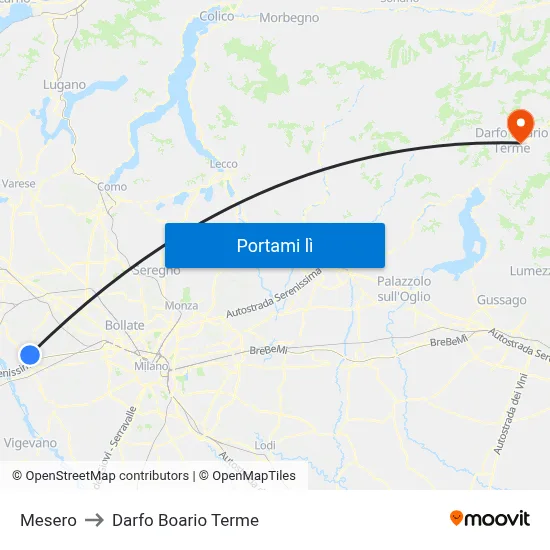 Mesero to Darfo Boario Terme map