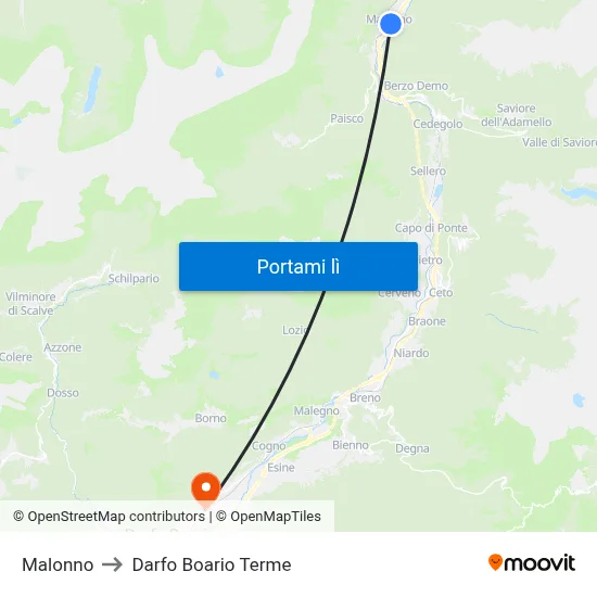 Malonno to Darfo Boario Terme map