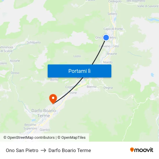 Ono San Pietro to Darfo Boario Terme map