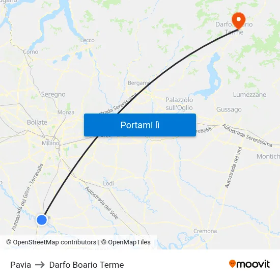 Pavia to Darfo Boario Terme map