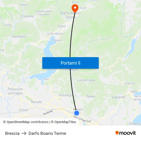 Brescia to Darfo Boario Terme map