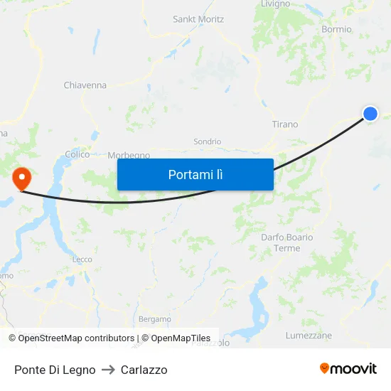 Ponte Di Legno to Carlazzo map