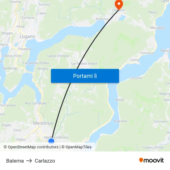 Balerna to Carlazzo map