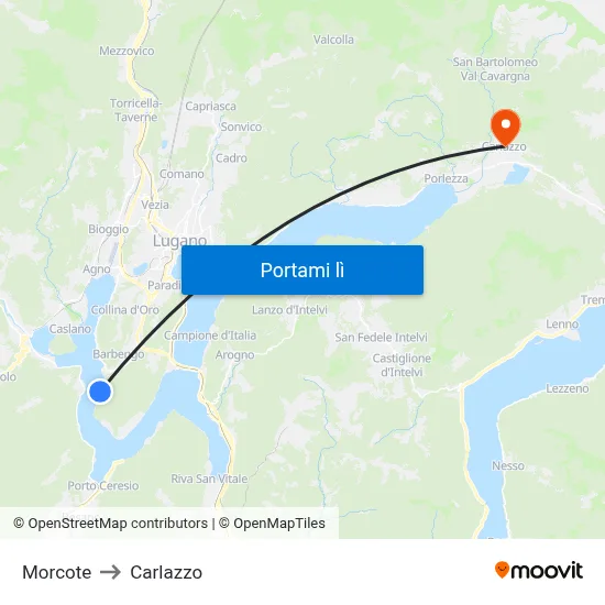Morcote to Carlazzo map