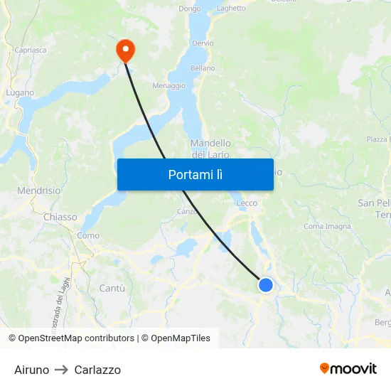 Airuno to Carlazzo map