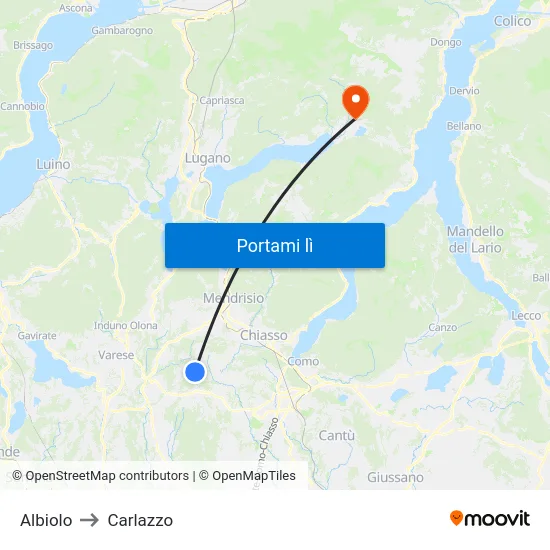 Albiolo to Carlazzo map