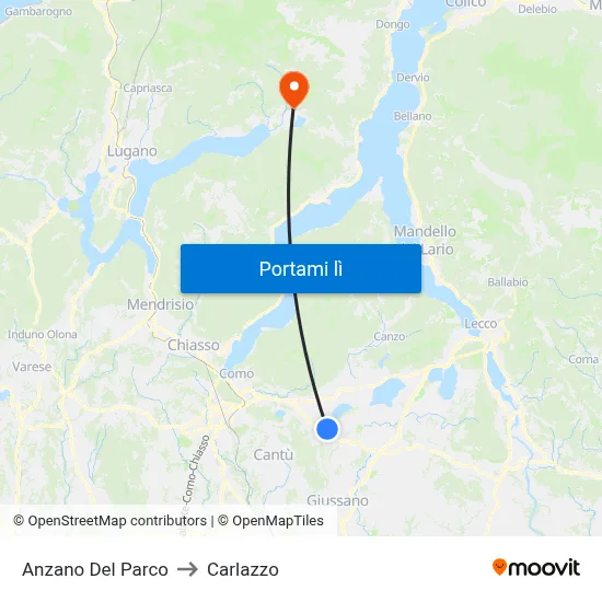 Anzano Del Parco to Carlazzo map