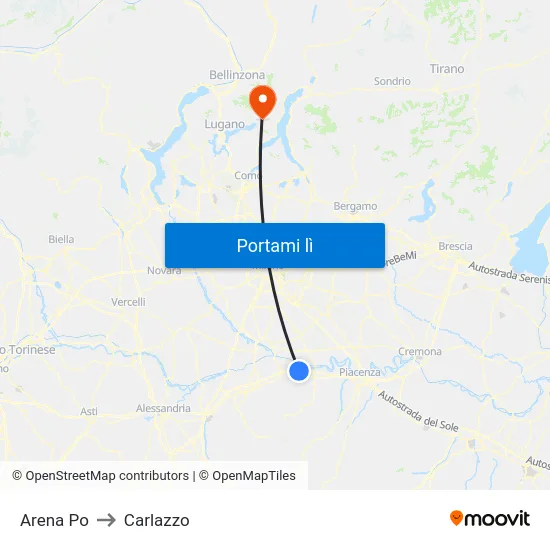 Arena Po to Carlazzo map
