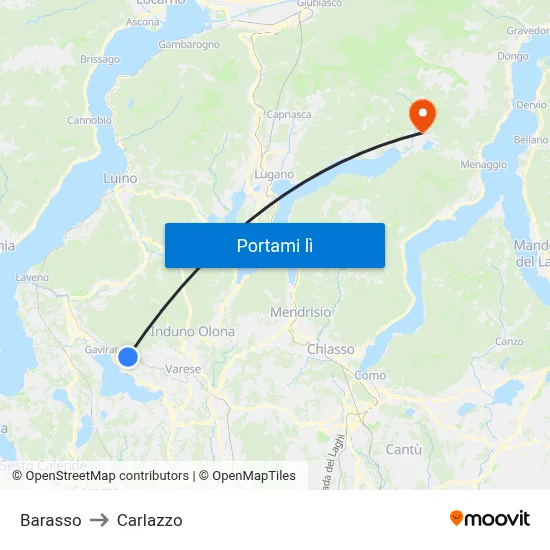 Barasso to Carlazzo map