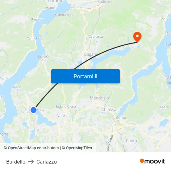 Bardello to Carlazzo map