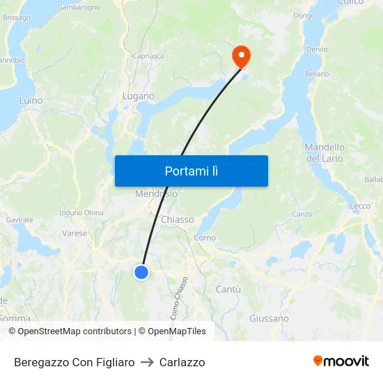 Beregazzo Con Figliaro to Carlazzo map