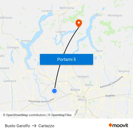 Busto Garolfo to Carlazzo map
