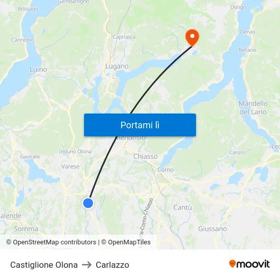 Castiglione Olona to Carlazzo map