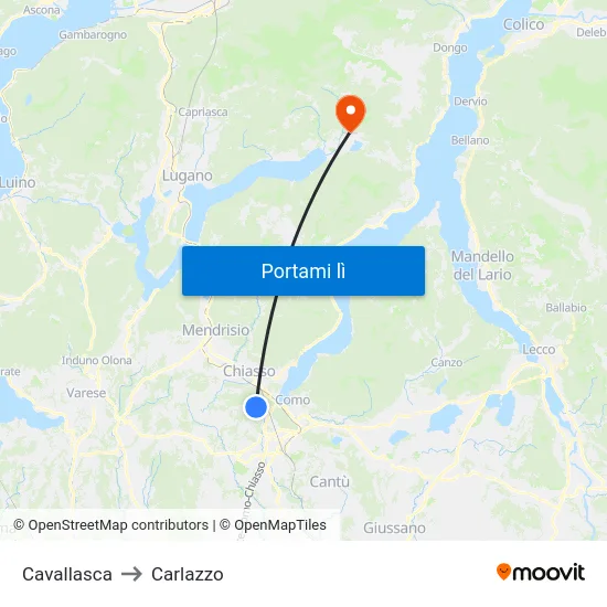 Cavallasca to Carlazzo map