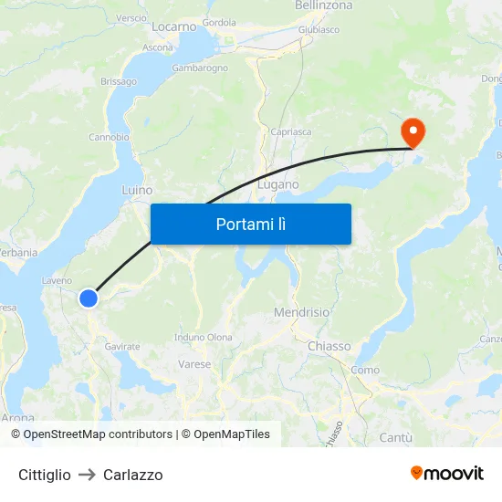 Cittiglio to Carlazzo map