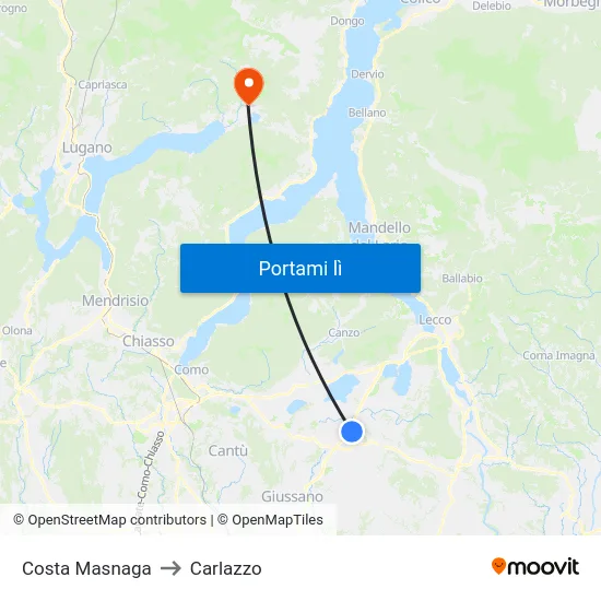 Costa Masnaga to Carlazzo map