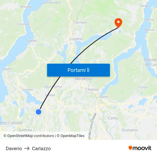 Daverio to Carlazzo map