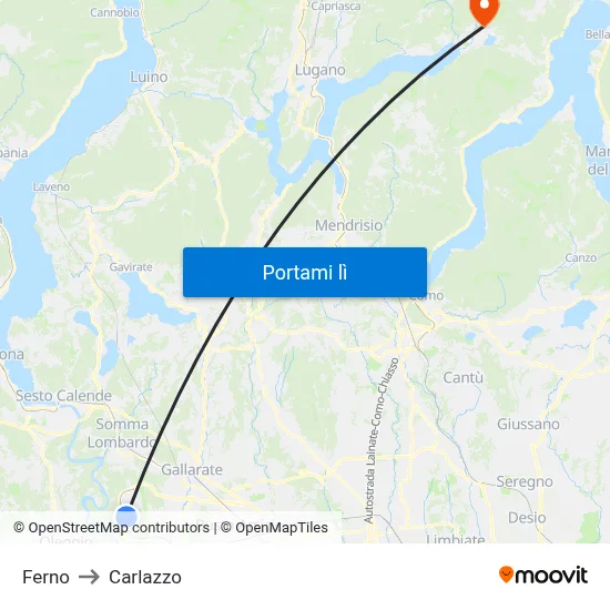 Ferno to Carlazzo map