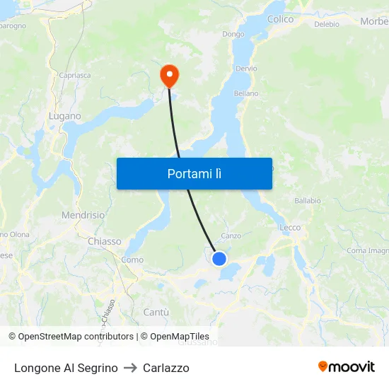 Longone Al Segrino to Carlazzo map