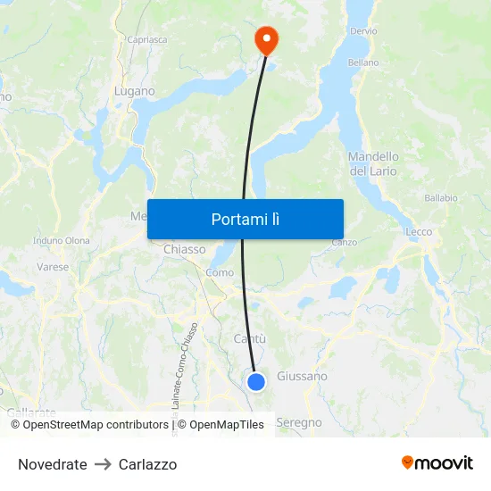 Novedrate to Carlazzo map