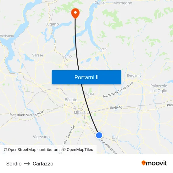 Sordio to Carlazzo map