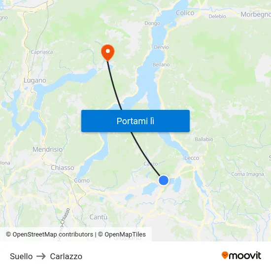 Suello to Carlazzo map