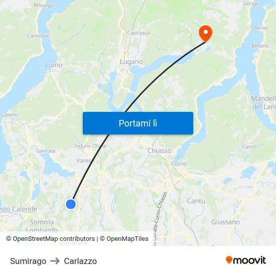 Sumirago to Carlazzo map
