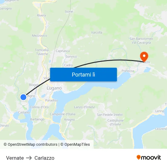 Vernate to Carlazzo map