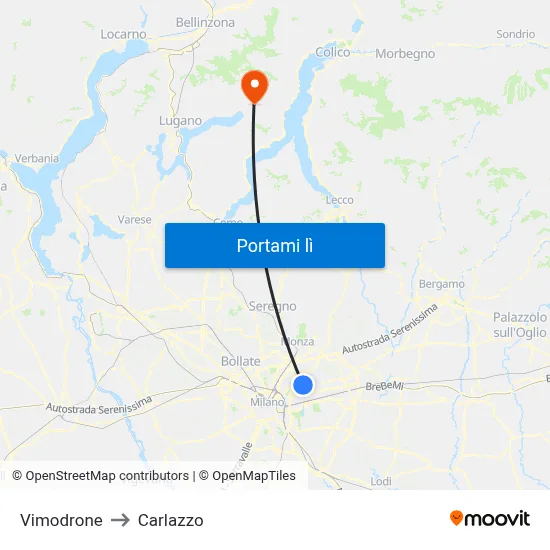 Vimodrone to Carlazzo map