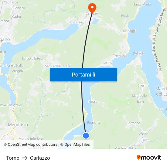 Torno to Carlazzo map