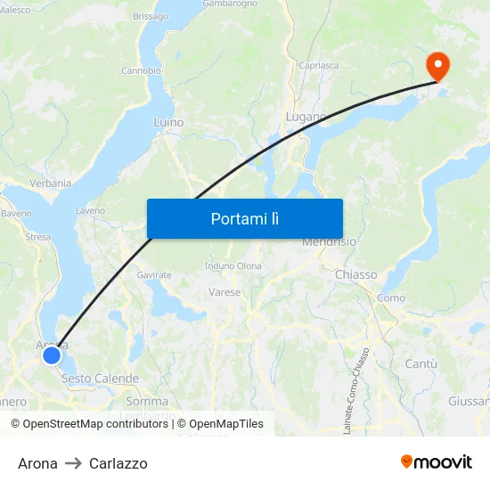 Arona to Carlazzo map