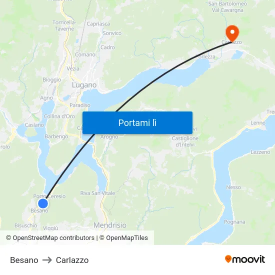 Besano to Carlazzo map