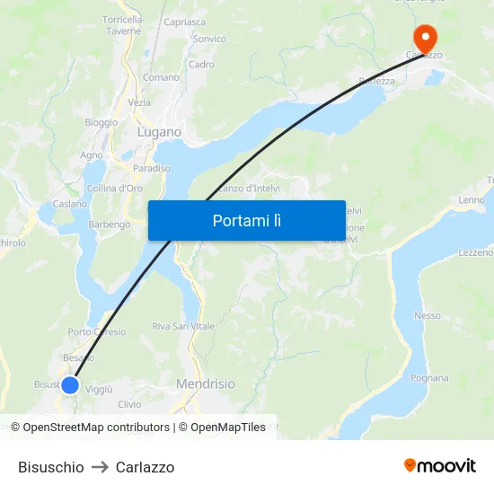 Bisuschio to Carlazzo map