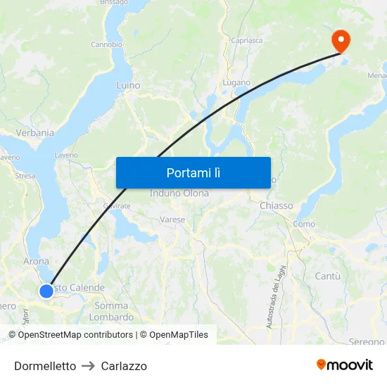 Dormelletto to Carlazzo map