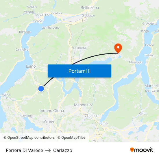 Ferrera Di Varese to Carlazzo map