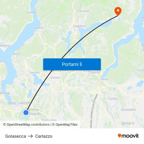 Golasecca to Carlazzo map