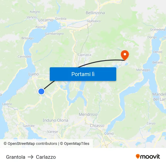 Grantola to Carlazzo map