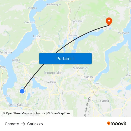 Osmate to Carlazzo map